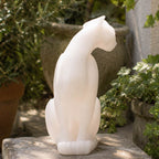 Minimalist White Resin Cat Sculpture with Sandstone Texture (GS-2646-WH-CY)