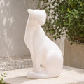 Minimalist White Resin Cat Sculpture with Sandstone Texture (GS-2646-WH-CY)