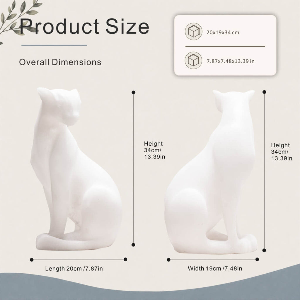 Minimalist White Resin Cat Sculpture with Sandstone Texture (GS-2646-WH-CY)