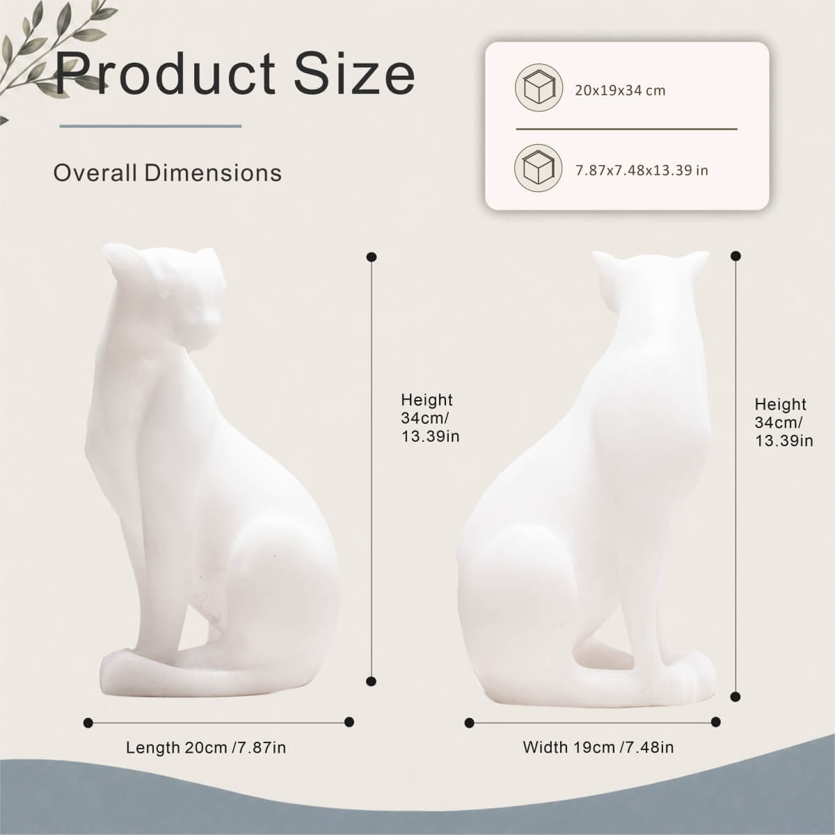 Minimalist White Resin Cat Sculpture with Sandstone Texture (GS-2646-WH-CY)