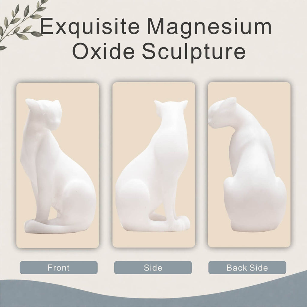 Minimalist White Resin Cat Sculpture with Sandstone Texture (GS-2646-WH-CY)