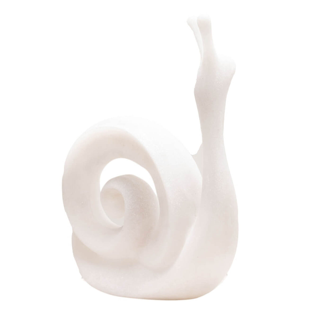 Minimalist White Snail Resin Sculpture with Sandstone Texture (GS-2647-WH-CY)