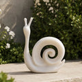 Minimalist White Snail Resin Sculpture with Sandstone Texture (GS-2647-WH-CY)