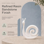 Minimalist White Snail Resin Sculpture with Sandstone Texture (GS-2647-WH-CY)
