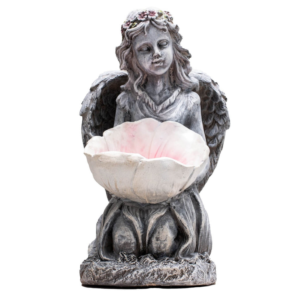 Serene Angel Holding Shell Magnesium Oxide Sculpture (GS-2648-GR-CY)