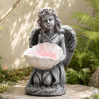 Serene Angel Holding Shell Magnesium Oxide Sculpture (GS-2648-GR-CY)