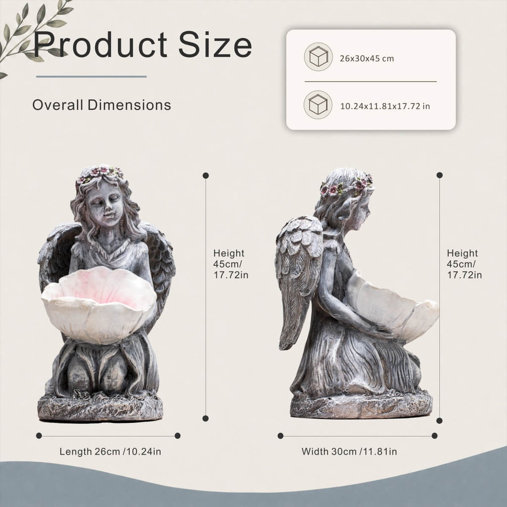Serene Angel Holding Shell Magnesium Oxide Sculpture (GS-2648-GR-CY)