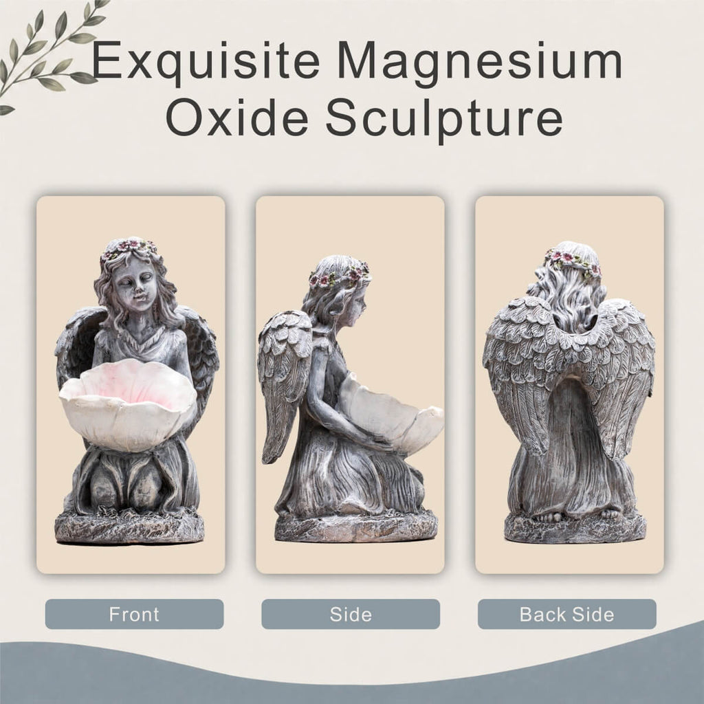 Serene Angel Holding Shell Magnesium Oxide Sculpture (GS-2648-GR-CY)