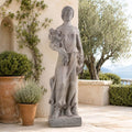 Grand Classical Maiden Holding Roses Magnesium Oxide Garden Statue (GS-2649-GR-CY)