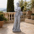 Classical Maiden Holding Flower Basket Magnesium Oxide Sculpture (GS-2650-WH-CY)