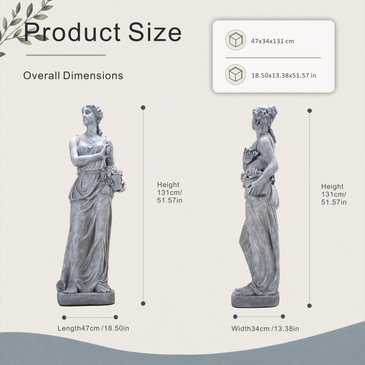 Classical Maiden Holding Flower Basket Magnesium Oxide Sculpture (GS-2650-WH-CY)