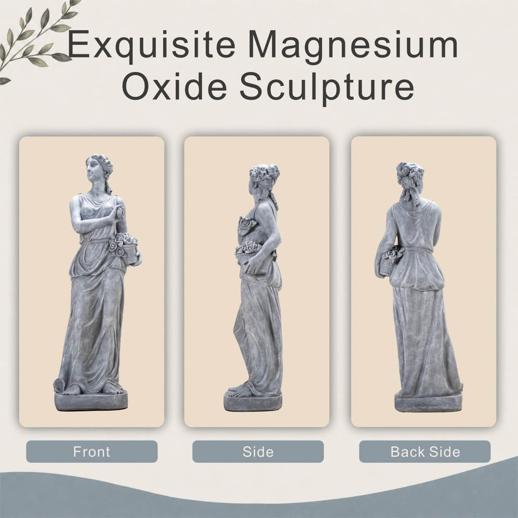 Classical Maiden Holding Flower Basket Magnesium Oxide Sculpture (GS-2650-WH-CY)