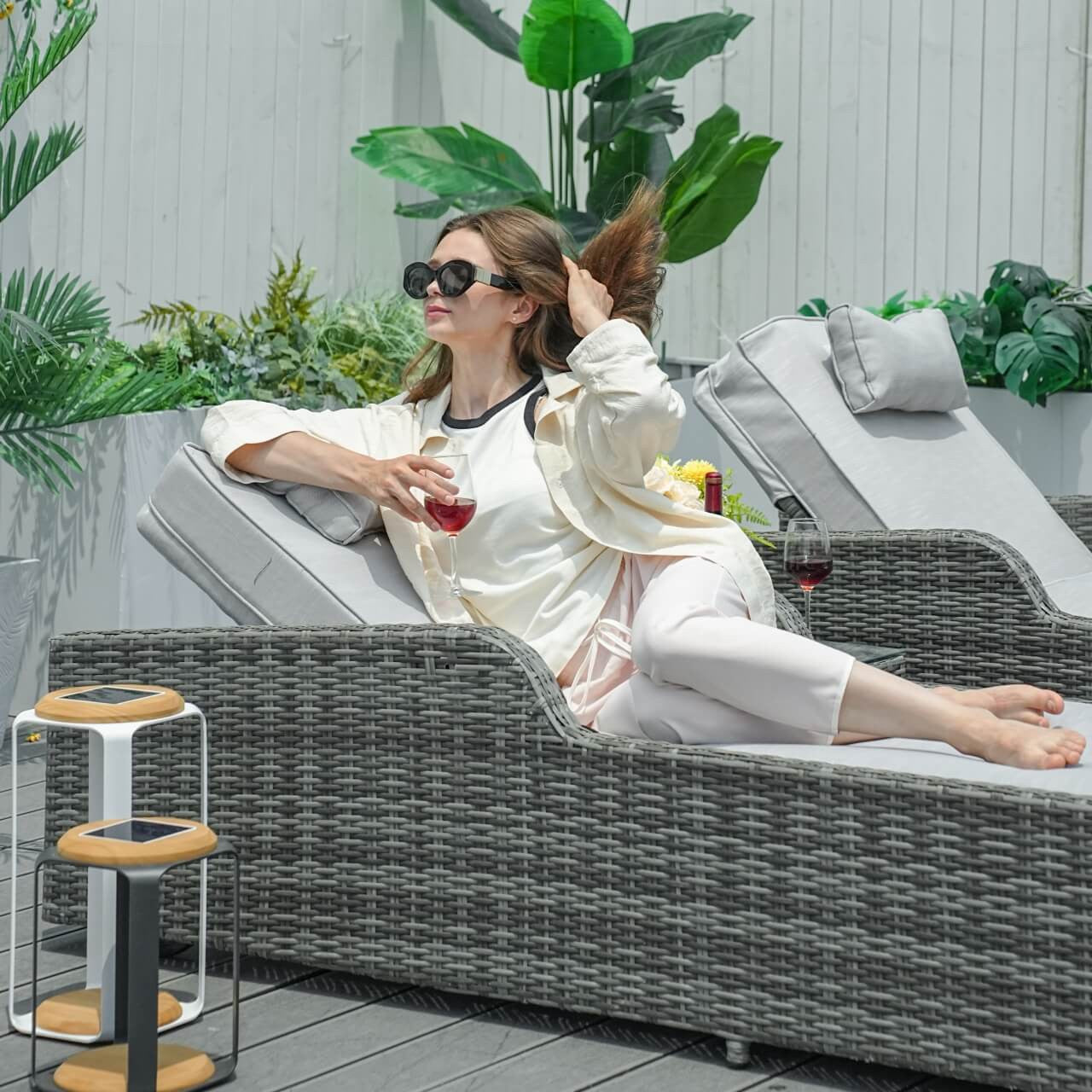 Outdoor Wicker Chaise Lounge (PAL-1127B)