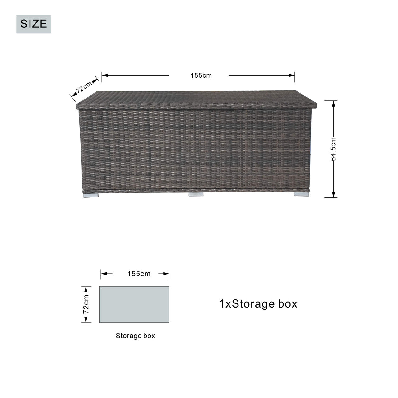 130 Gallon Capacity Outdoor Wicker Storage Box PE Wicker with Iron Frame (PA-3256M-I) - Direct Wicker