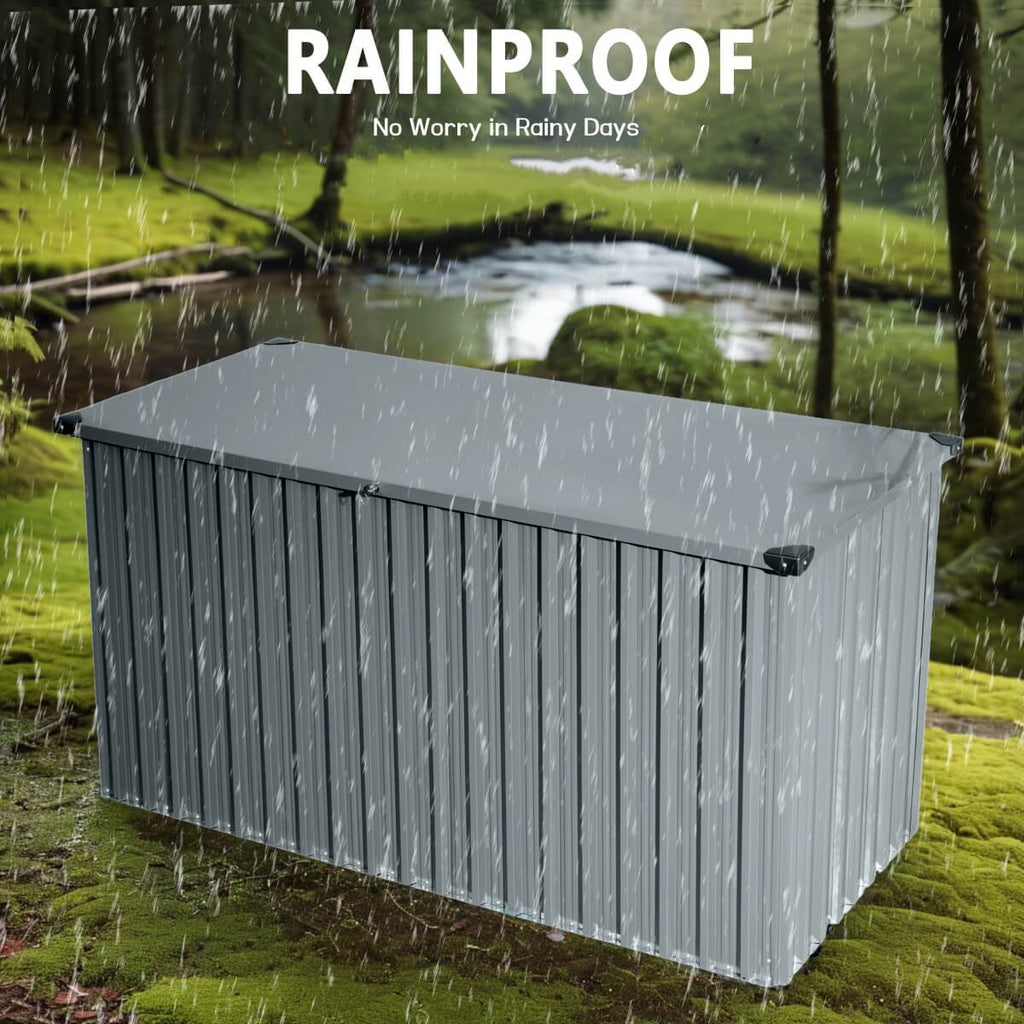 312 Gallons Heavy-Duty Metal Outdoor Storage Box with Gas Lift Lid (PA-9072-GR)