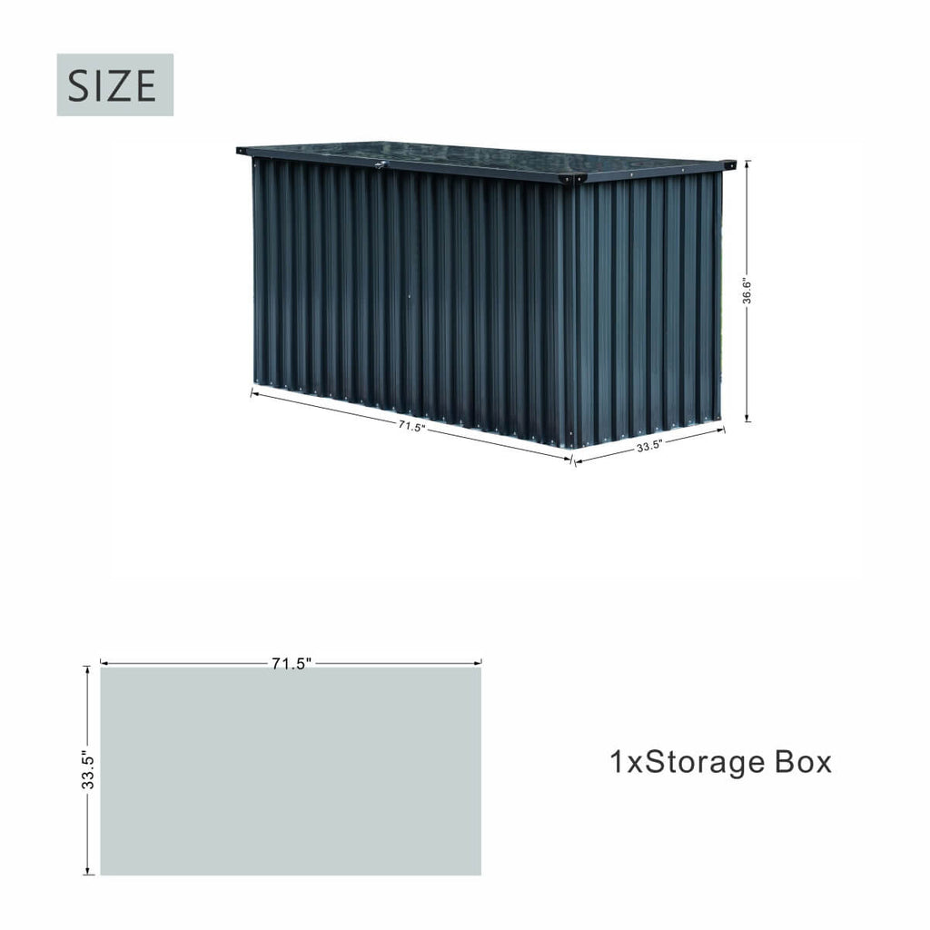 312 Gallons Heavy-Duty Metal Outdoor Storage Box with Gas Lift Lid (PA-9072-GR)