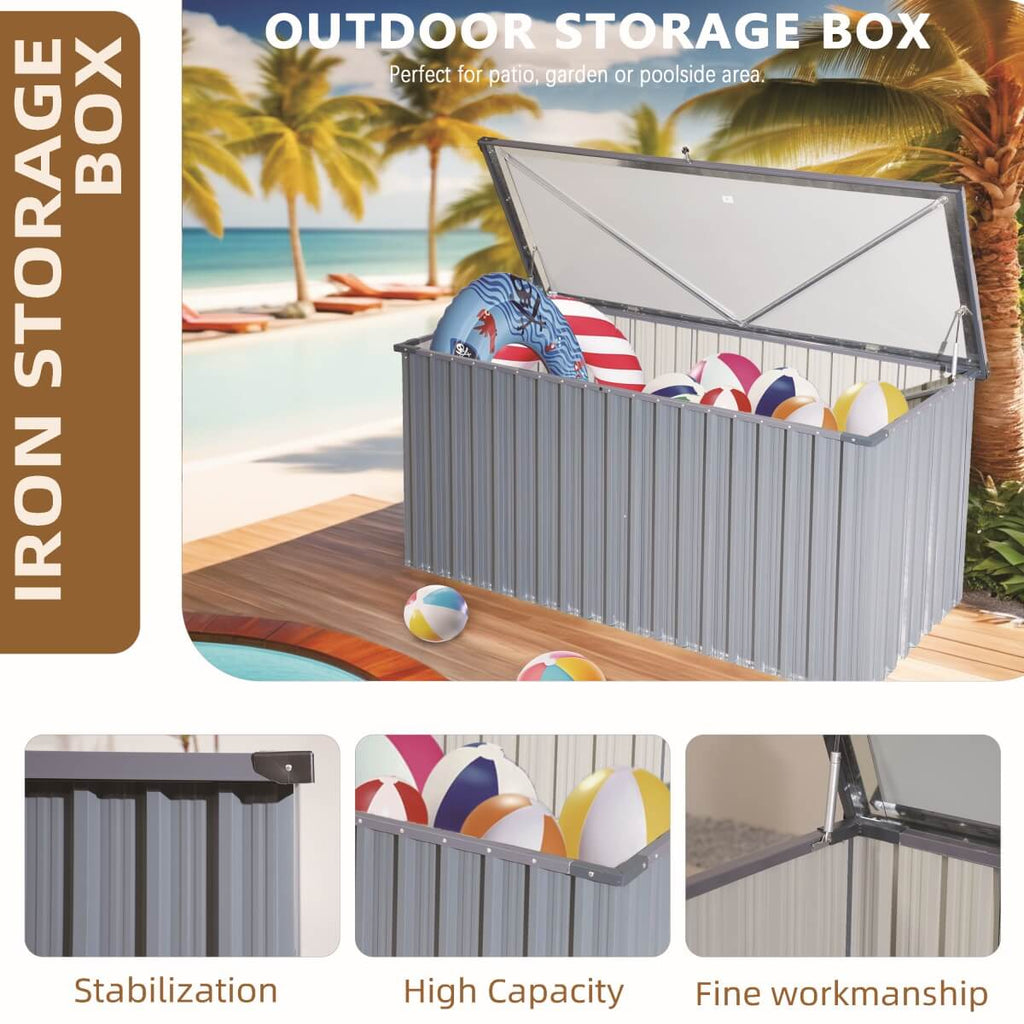 312 Gallons Heavy-Duty Metal Outdoor Storage Box with Gas Lift Lid (PA-9072-GR)