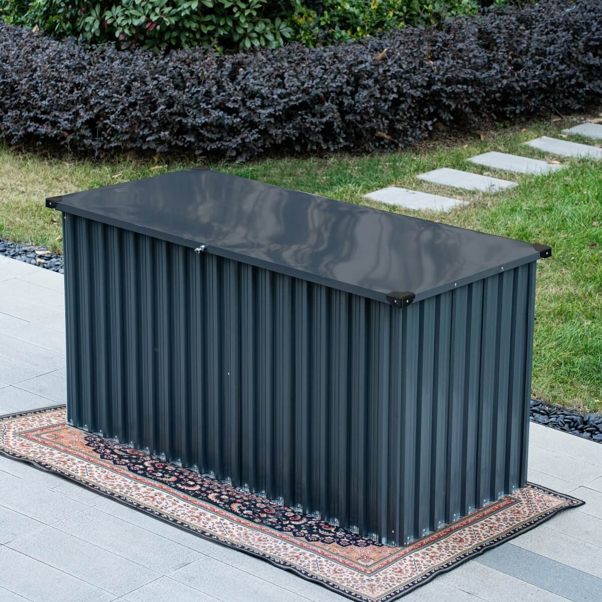 312 Gallons Heavy-Duty Metal Outdoor Storage Box with Gas Lift Lid (PA-9072-GR)