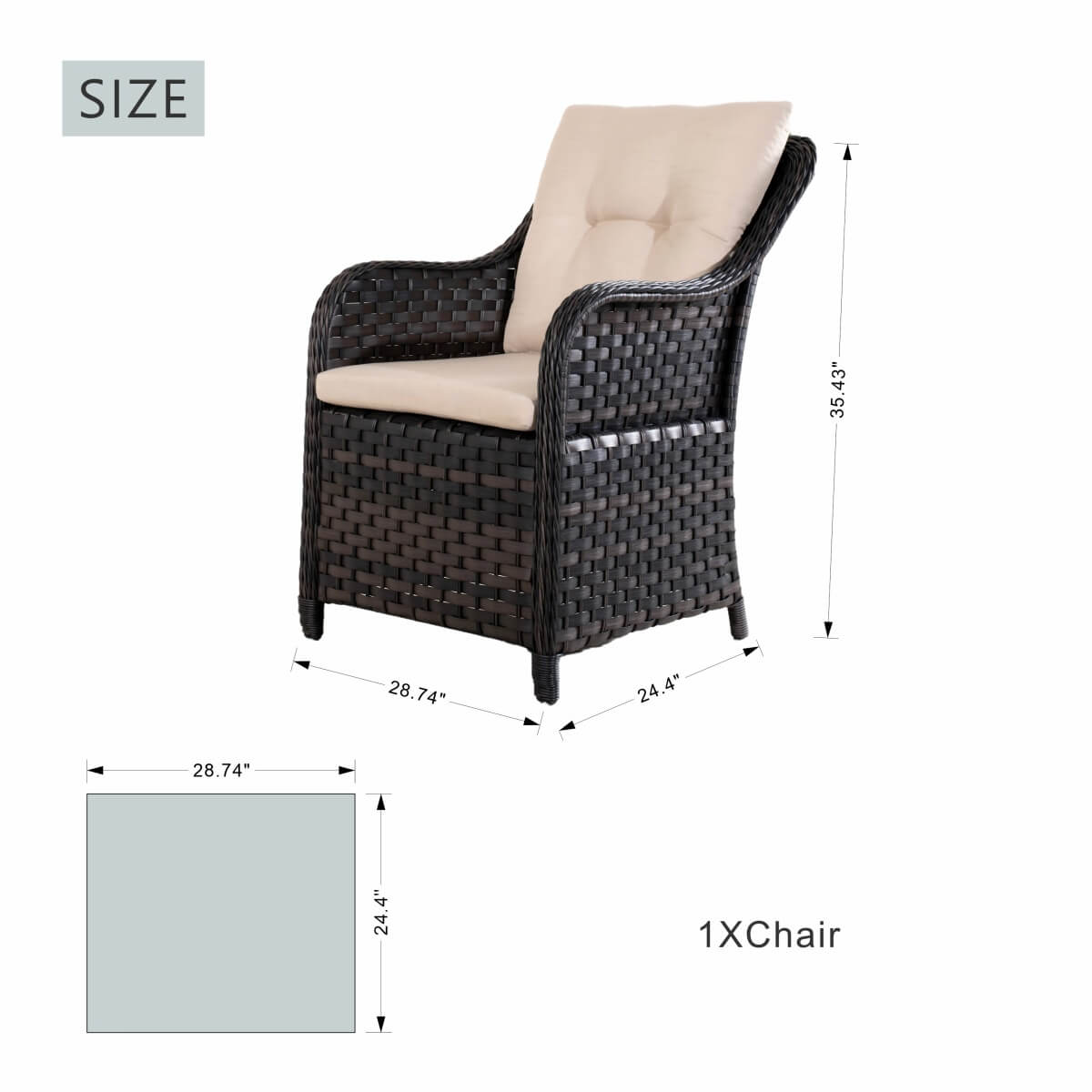 7-Piece Outdoor Patio Fire Pit Dining Set with Aluminum Frame & PE Wicker (PAG-1106R+012)