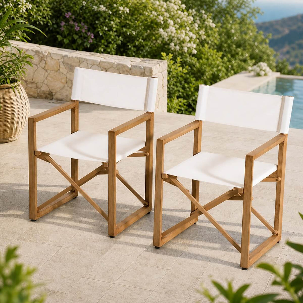 Foldable Wooden Director Chair with Breathable Textilene Fabric (PAC-2508-BR-QN)