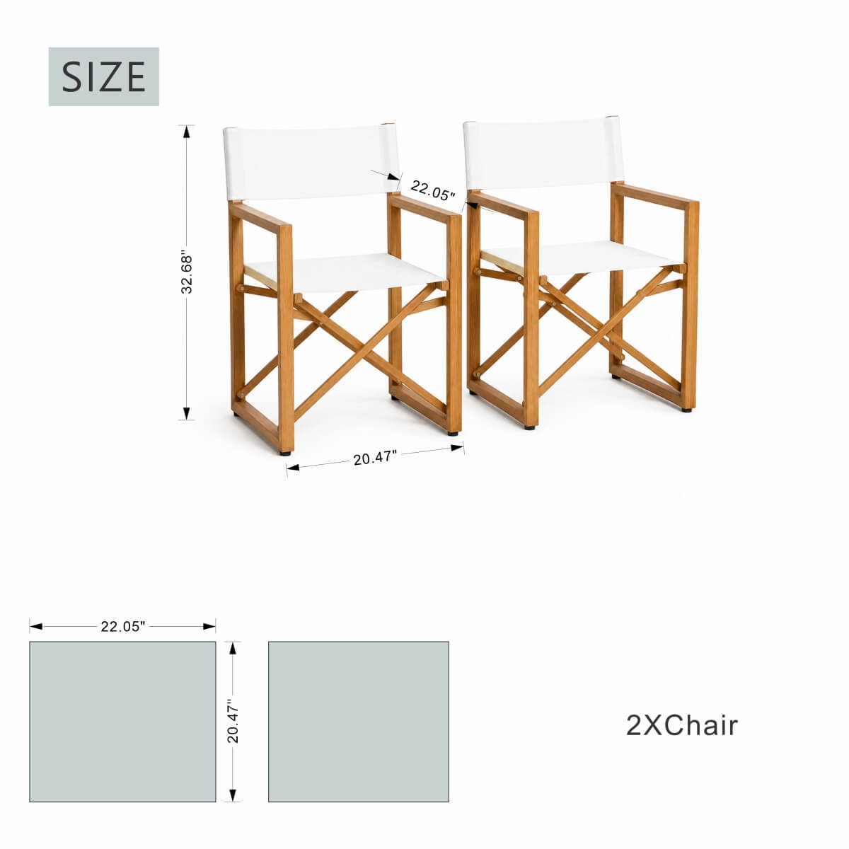 Foldable Wooden Director Chair with Breathable Textilene Fabric (PAC-2508-BR-QN)