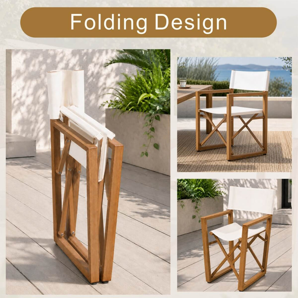 Foldable Wooden Director Chair with Breathable Textilene Fabric (PAC-2508-BR-QN)