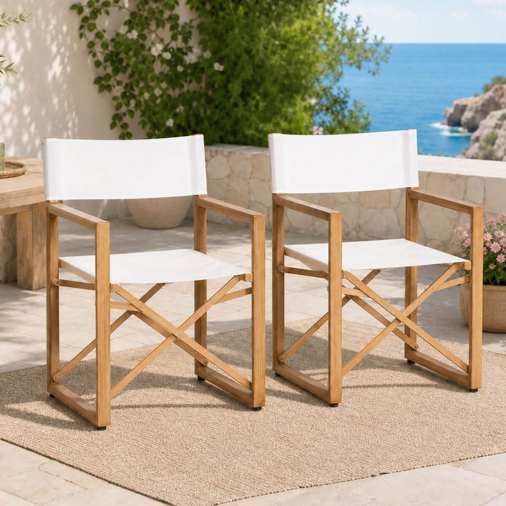 Foldable Wooden Director Chair with Breathable Textilene Fabric (PAC-2508-BR-QN)
