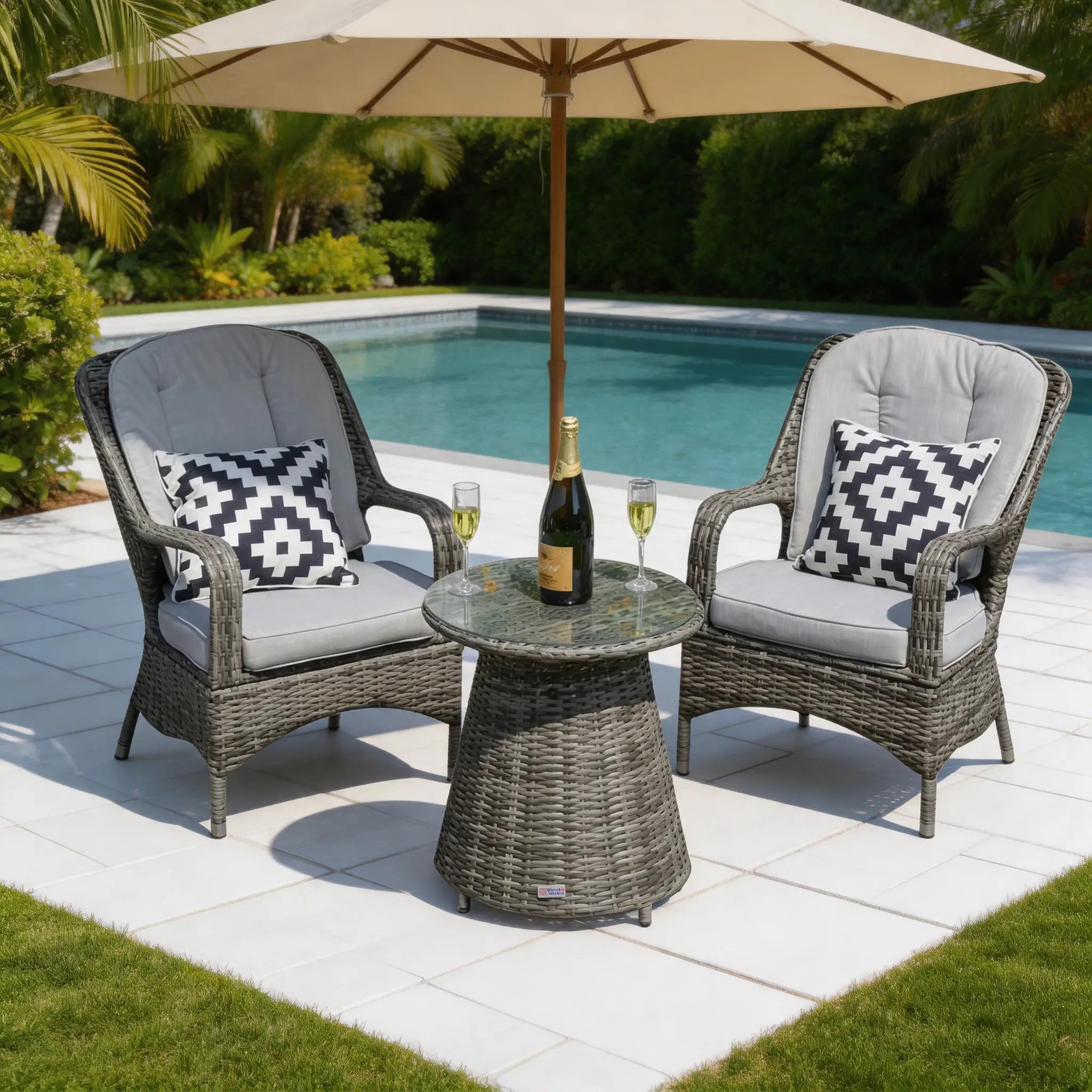 Parma 2-Seater Bistro Set With Round Coffee Table (PAD-1708)