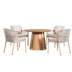 Modern Rope Woven Patio Dining Set with Wood-Grain Table (PAD-2663-Set)