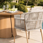 Modern Rope Woven Patio Dining Set with Wood-Grain Table (PAD-2663-Set)