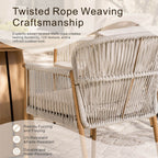 Modern Rope Woven Patio Dining Set with Wood-Grain Table (PAD-2663-Set)