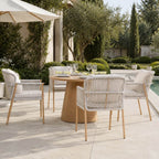 Modern Rope Woven Patio Dining Set with Wood-Grain Table (PAD-2663-Set)