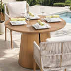 Modern Rope Woven Patio Dining Set with Wood-Grain Table (PAD-2663-Set)