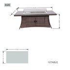 7-Piece Outdoor Patio Fire Pit Dining Set with Aluminum Frame & PE Wicker (PAG-1106R+012)