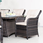 7-Piece Outdoor Patio Fire Pit Dining Set with Aluminum Frame & PE Wicker (PAG-1106R+012)