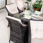 7-Piece Outdoor Patio Fire Pit Dining Set with Aluminum Frame & PE Wicker (PAG-1106R+012)