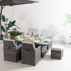Premium 5-Piece Outdoor Fire Pit Dining Set with Storage Chairs & Ottomans (PAG-1106R+3234-GR)