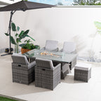 Premium 5-Piece Outdoor Fire Pit Dining Set with Storage Chairs & Ottomans (PAG-1106R+3234-GR)