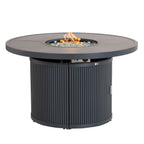 49.21" Round Aluminum Gas Fire Pit Table with Wave-Panel Base