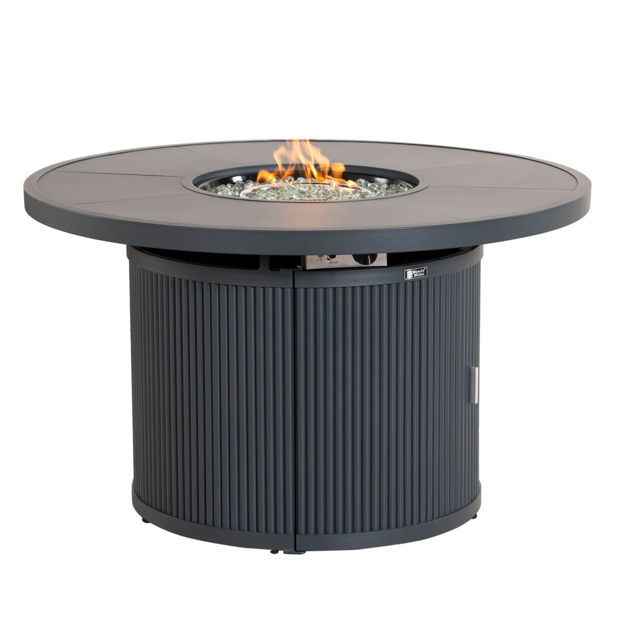 49.21" Round Aluminum Gas Fire Pit Table with Wave-Panel Base
