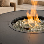 49.21" Round Aluminum Gas Fire Pit Table with Wave-Panel Base