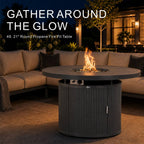 49.21" Round Aluminum Gas Fire Pit Table with Wave-Panel Base