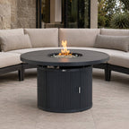 49.21" Round Aluminum Gas Fire Pit Table with Wave-Panel Base