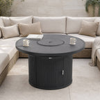 49.21" Round Aluminum Gas Fire Pit Table with Wave-Panel Base