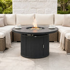 49.21" Round Aluminum Gas Fire Pit Table with Wave-Panel Base