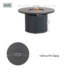 49.21" Round Aluminum Gas Fire Pit Table with Wave-Panel Base