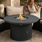 9-Piece Outdoor Fire Pit Set with Round Fire Pit Table, 6 Armchairs & 2 Side Tables (PAG-2665+1205B)