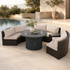 9-Piece Outdoor Fire Pit Set with Round Fire Pit Table, 6 Armchairs & 2 Side Tables (PAG-2665+1205B)