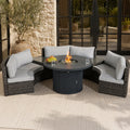 9-Piece Outdoor Fire Pit Set with Round Fire Pit Table, 6 Armchairs & 2 Side Tables (PAG-2665+1205B)