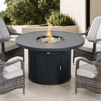 5-Piece Outdoor Fire Pit Set with Round Fire Pit Table & 4 Wicker Chairs (PAG-2665+PAC-009-GR)